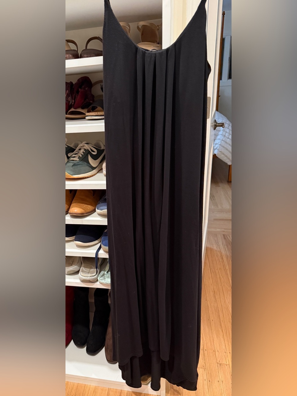 Nicole Miller High Low Hem Lightweight Spaghetti Straps Black Maxi Dress Sz M - Picture 7 of 10